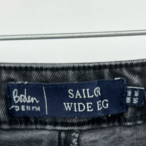 Boden Black Sailor Wide Leg Jeans Size 10 LONG - Picture 5 of 9